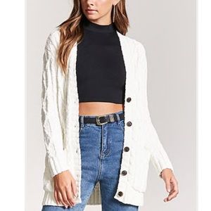 Forever 21 White Chenille cardigan sweater